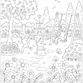 A4 Size Printed Drawing Sheet – Kids in Park Drawing (Code – 1003)