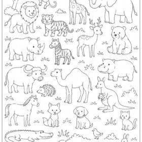 A4 Size Printed Animals Drawing Sheets for Kids (Code – 101)