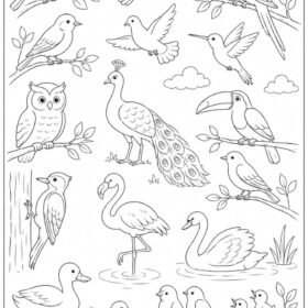 A4 Size Printed Birds Drawing Sheets for Kids (Code – 102)