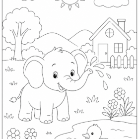 A4 Size Printed Cute Elephant Drawing Sheets for Kids (Code – 104)