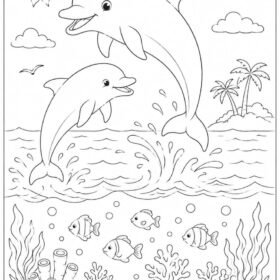 A4 Size Printed Dolphin Drawing Sheets for Kids (Code – 105)