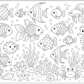 A4 Size Printed Fish Drawing Sheets for Kids (Code – 106)