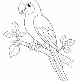 A4 Size Printed Parrot Drawing Sheets for Kids (108)