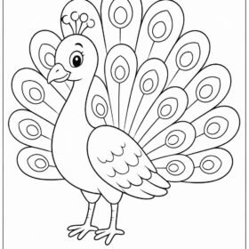 A4 Peacock Drawing Sheets for Kids (Code – 108)