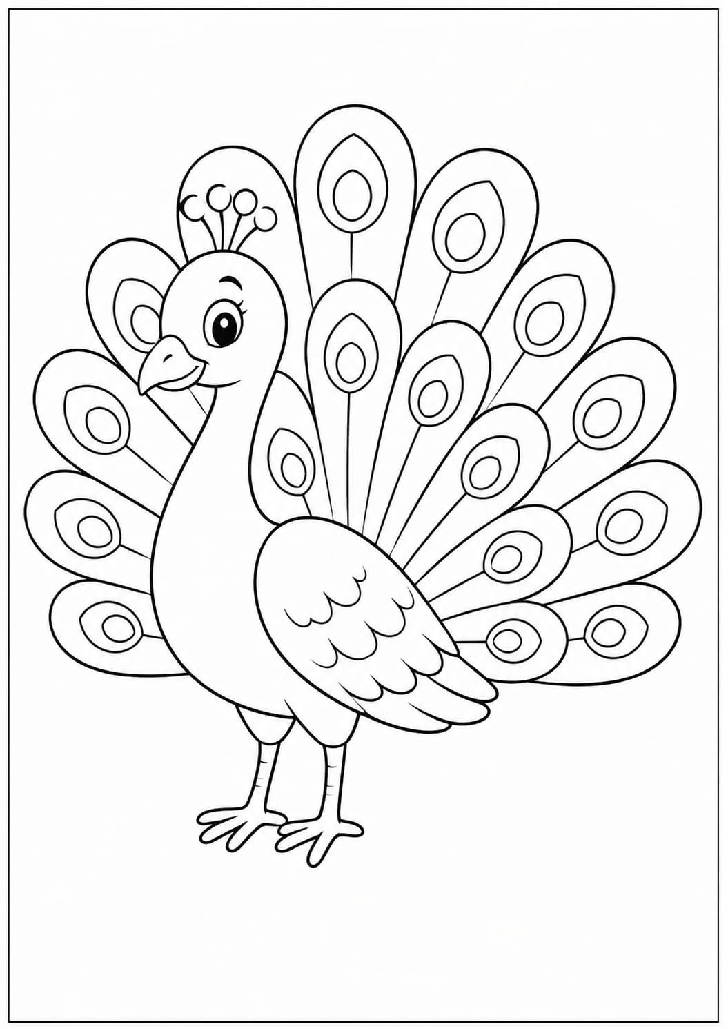 A4 Peacock Drawing Sheets for Kids