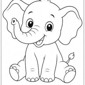 A4 Size Printed Elephant Drawing Sheets for Kids (Code – 109)