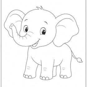 A4 Size Printed Elephant Drawing Sheets for Kids (110)