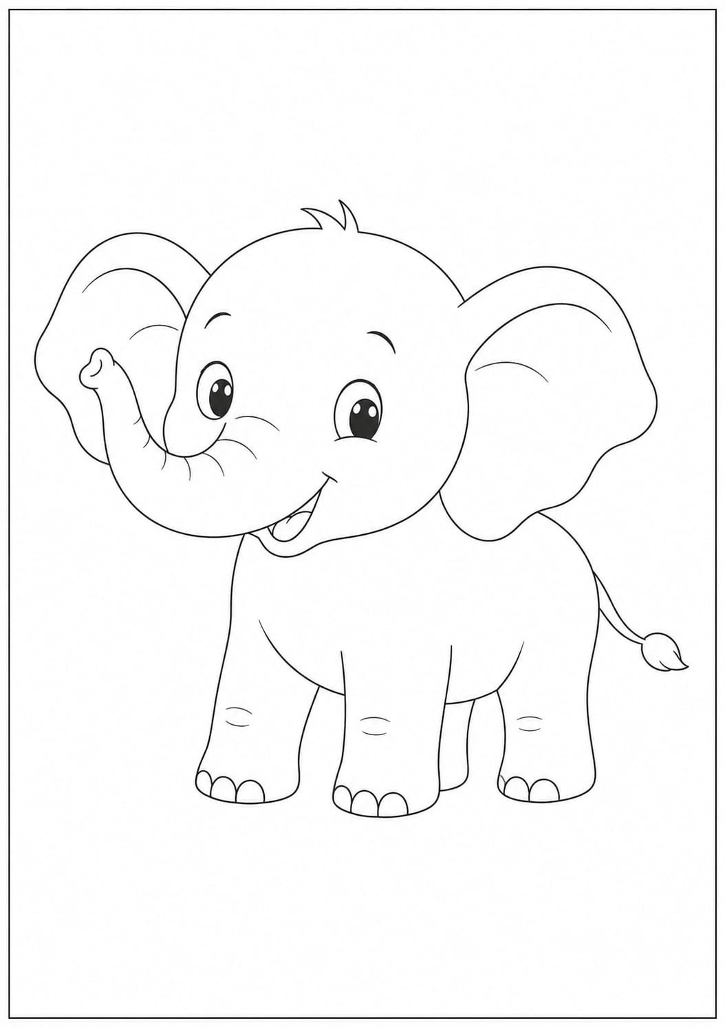A4 Size Printed Elephant Drawing Sheets for Kids