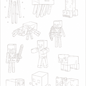 A4 Printed Minecraft Drawing Sheets for Kids (1101)