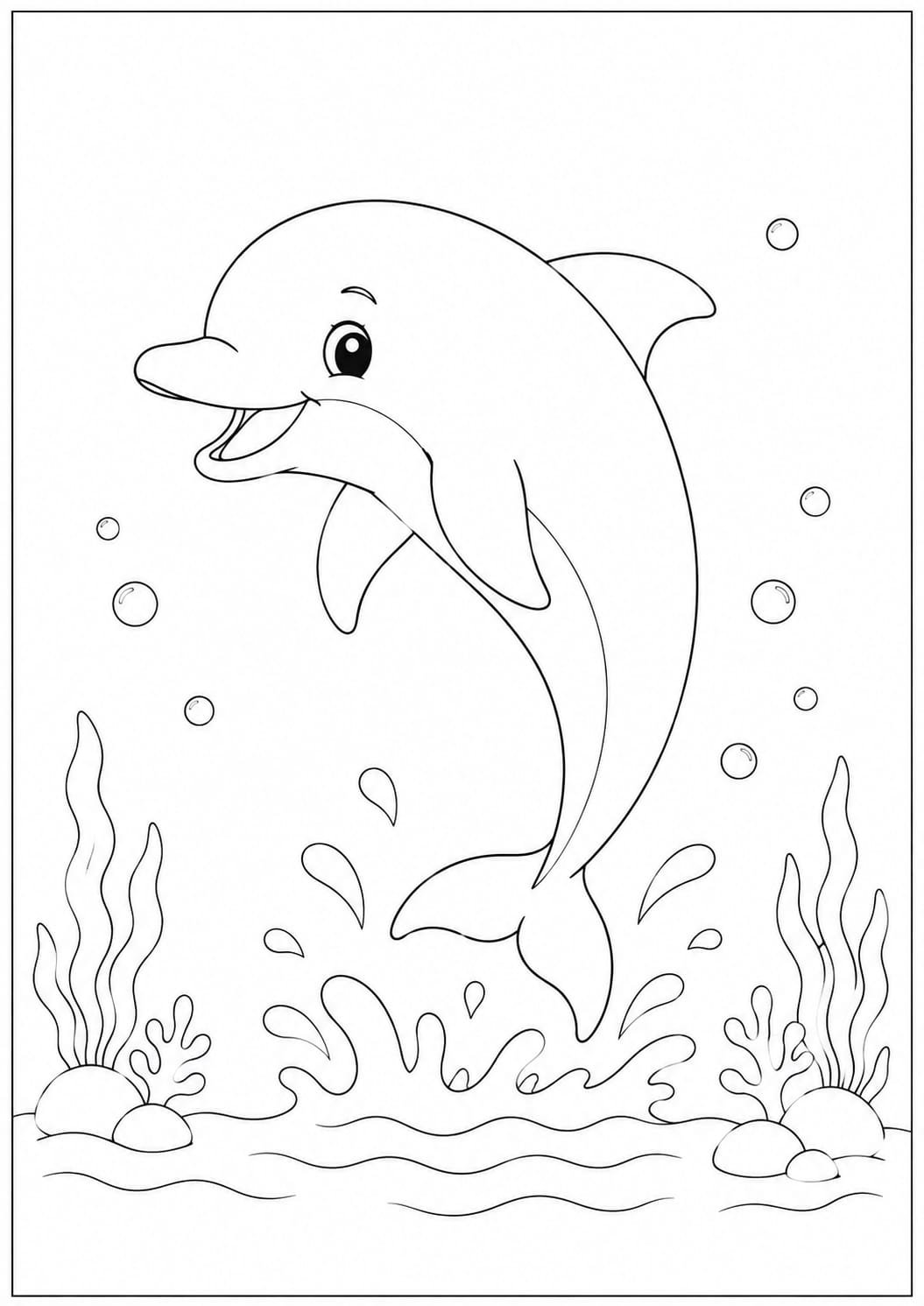 A4 Size Printed Dolphin Drawing Sheets for Kids