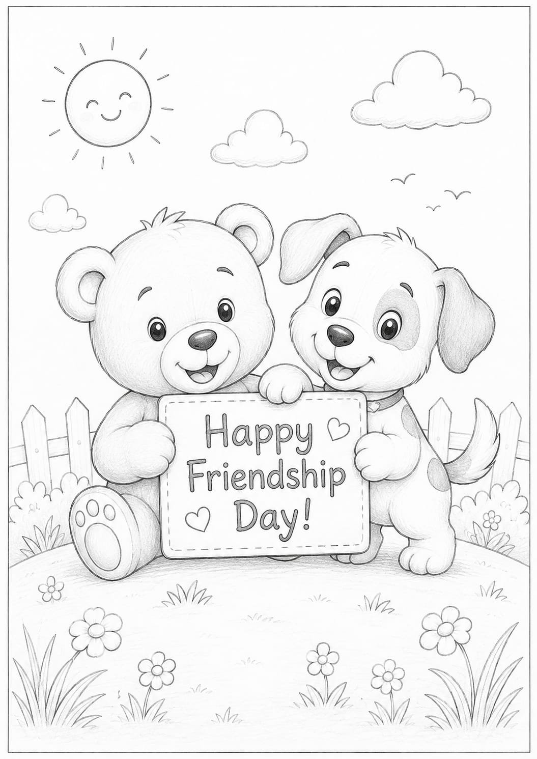 A4 size printed drawing sheet happy friendship day drawing