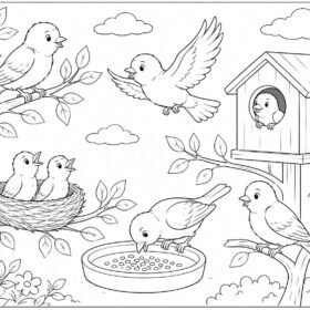 A4 Size Printed Drawing Sheet – Birds Drawing (Code – 115)