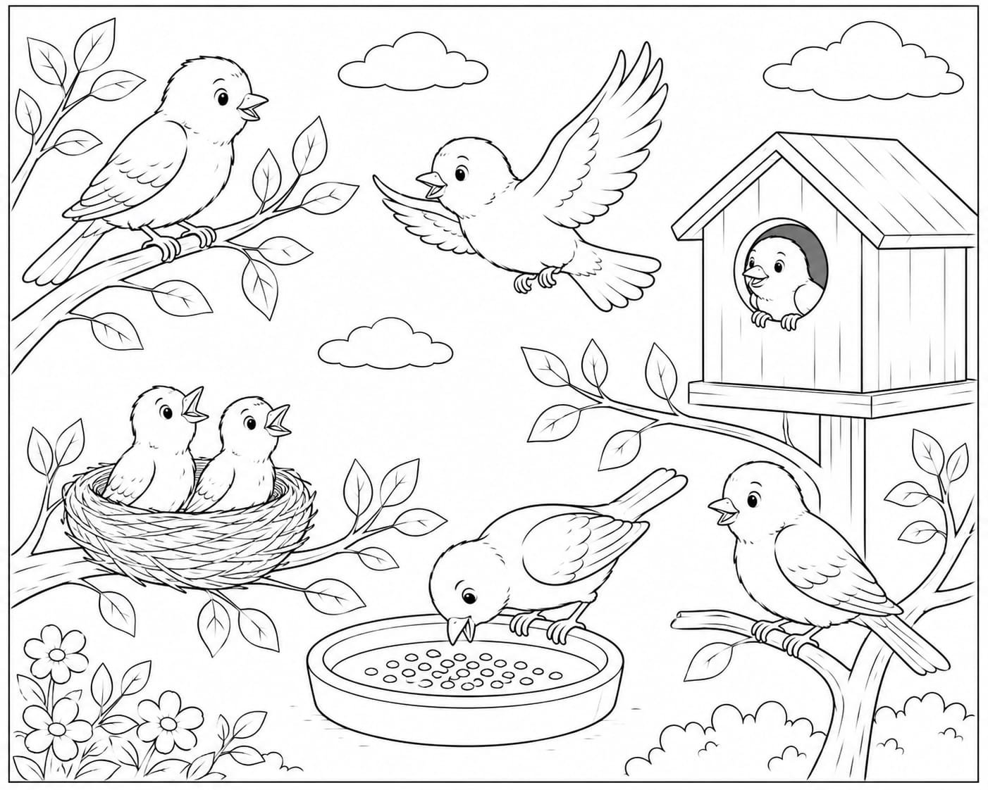A4 size printed drawing sheet birds drawing