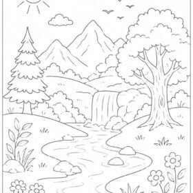 A4 Size Printed Scenery Drawing for Kids (Code-1204)