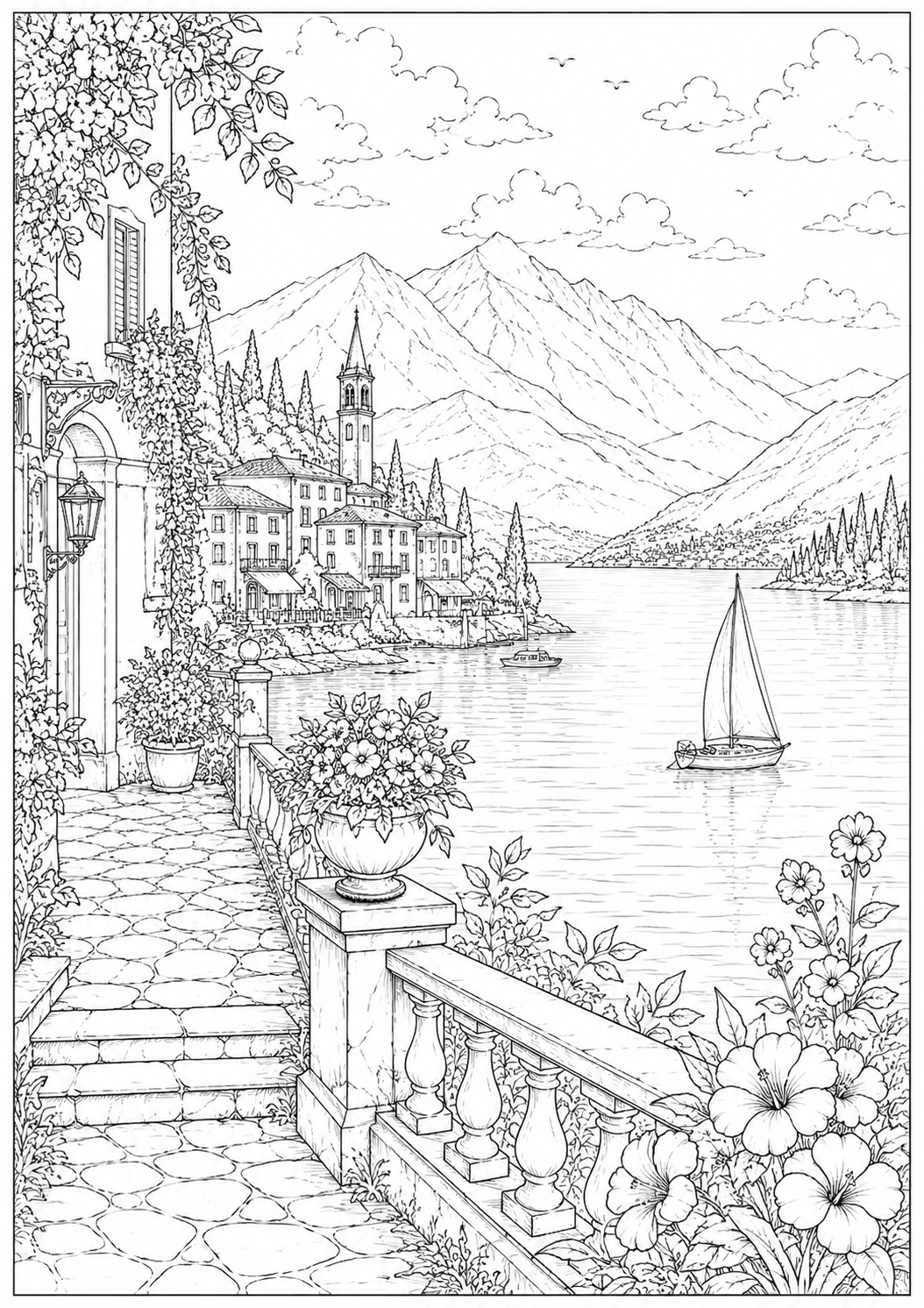 river drawing for colouring for kids