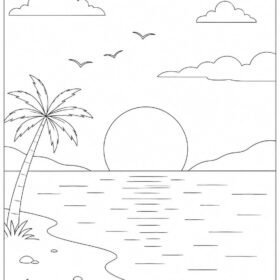 Sunset Drawing for Kids | A4 Printed Drawing (Code-1206)