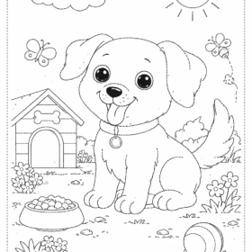 A4 Size Printed Drawing Sheet – Cute Dog Drawing (Code – 121)