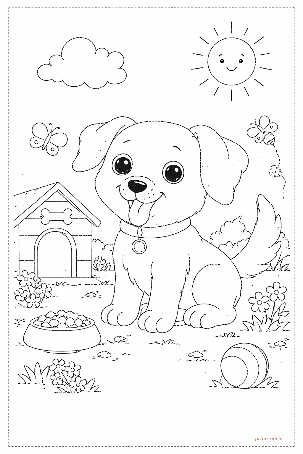 A4 size printed drawing sheet cute dog drawing