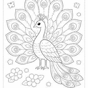 A4 Peacock Drawing Sheets for Kids (Code – 124)