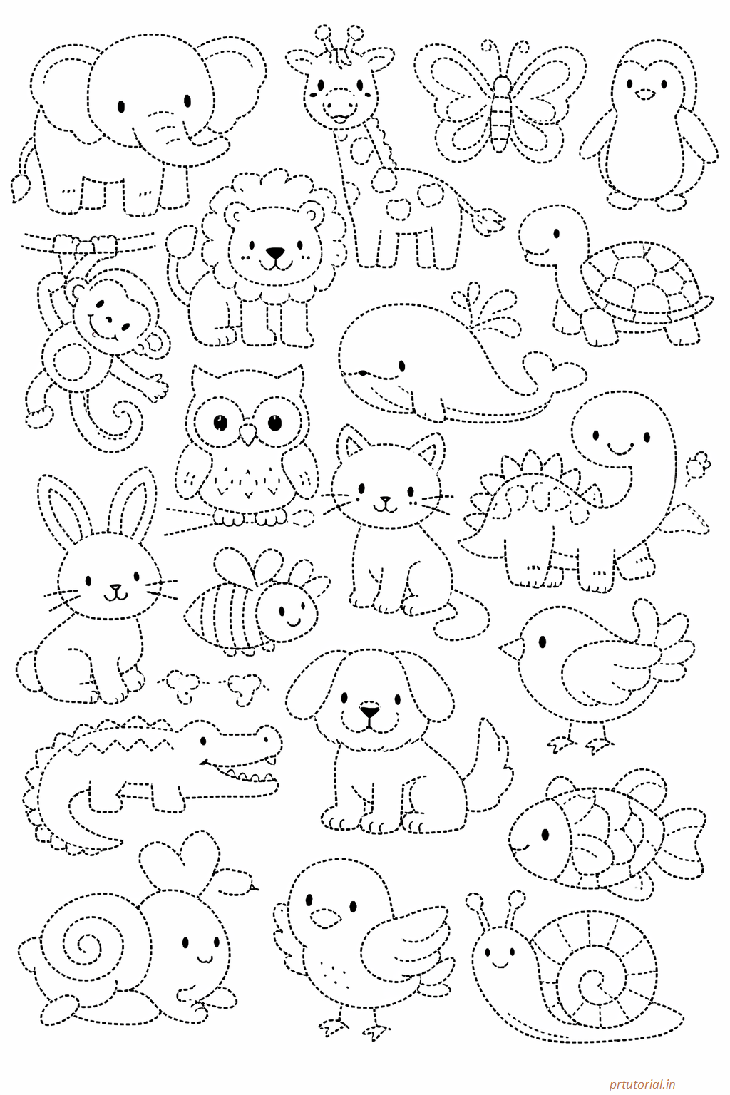 A4 size printed drawing sheet animal drawing