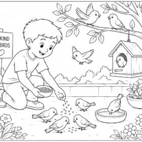 A4 Size Printed Drawing Sheet – Helping Birds (Code – 1304)