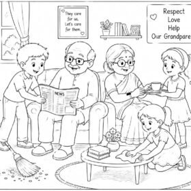 A4 Size Printed Drawing Sheet – Helping Grandparents (Code – 1309)