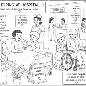 A4 Size Printed Drawing Sheet – Helping at Hospital (Code – 1310)