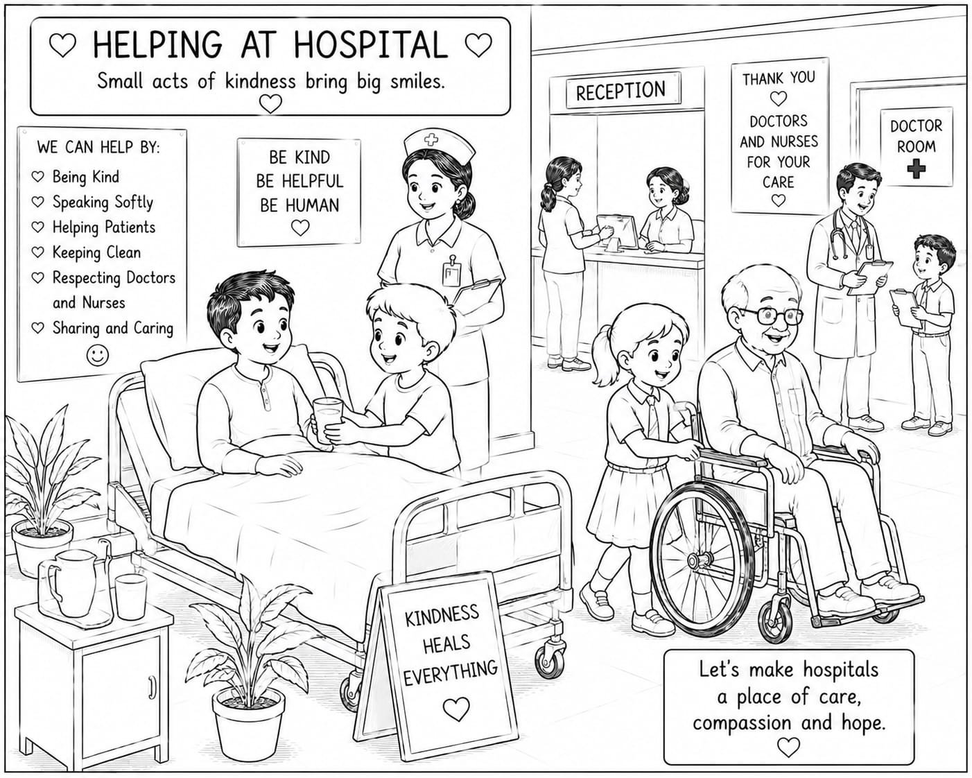 A4 size printed drawing sheet helping at hospital