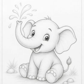 A4 Size Printed Drawing Sheet – 3D Elephant Drawing  (135 )