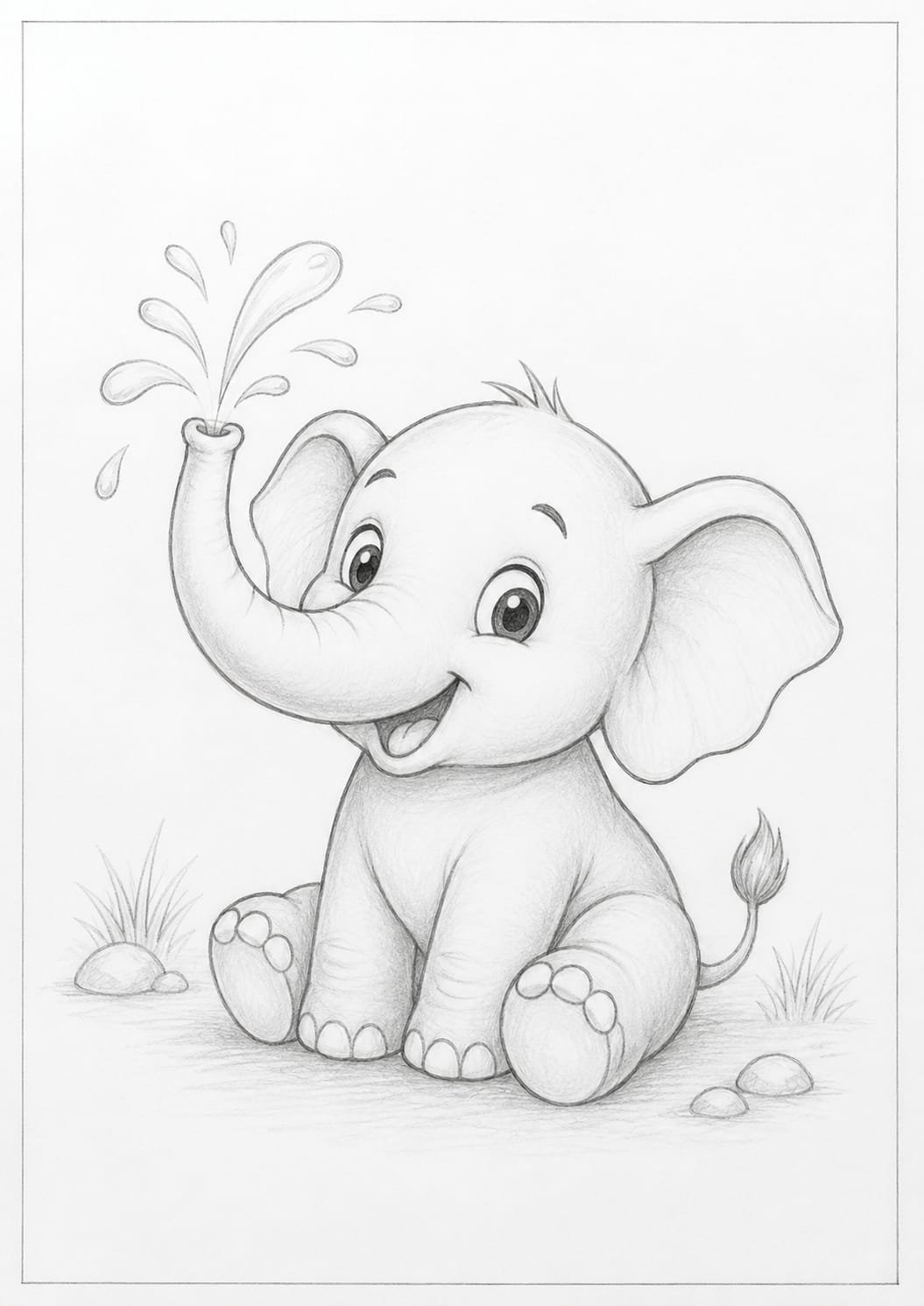 A4 size printed drawing sheet 3D elephant drawing