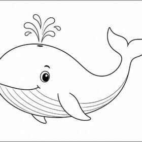 Whale Fish Drawing | A4 Printed (Code-139)