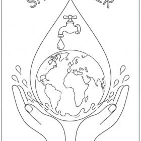 Save Water Drawing | A4 Printed (Code-1409)