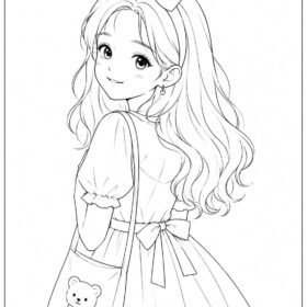 Cute Girl Drawing for Kids | A4 Printed Drawing (Code-1416)