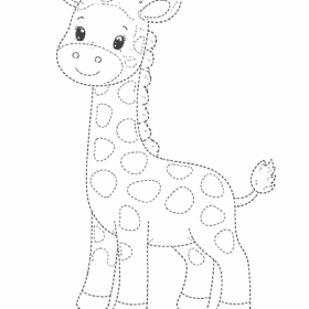 A4 Printed Giraffe Animal Drawing for Kids (Code-142)