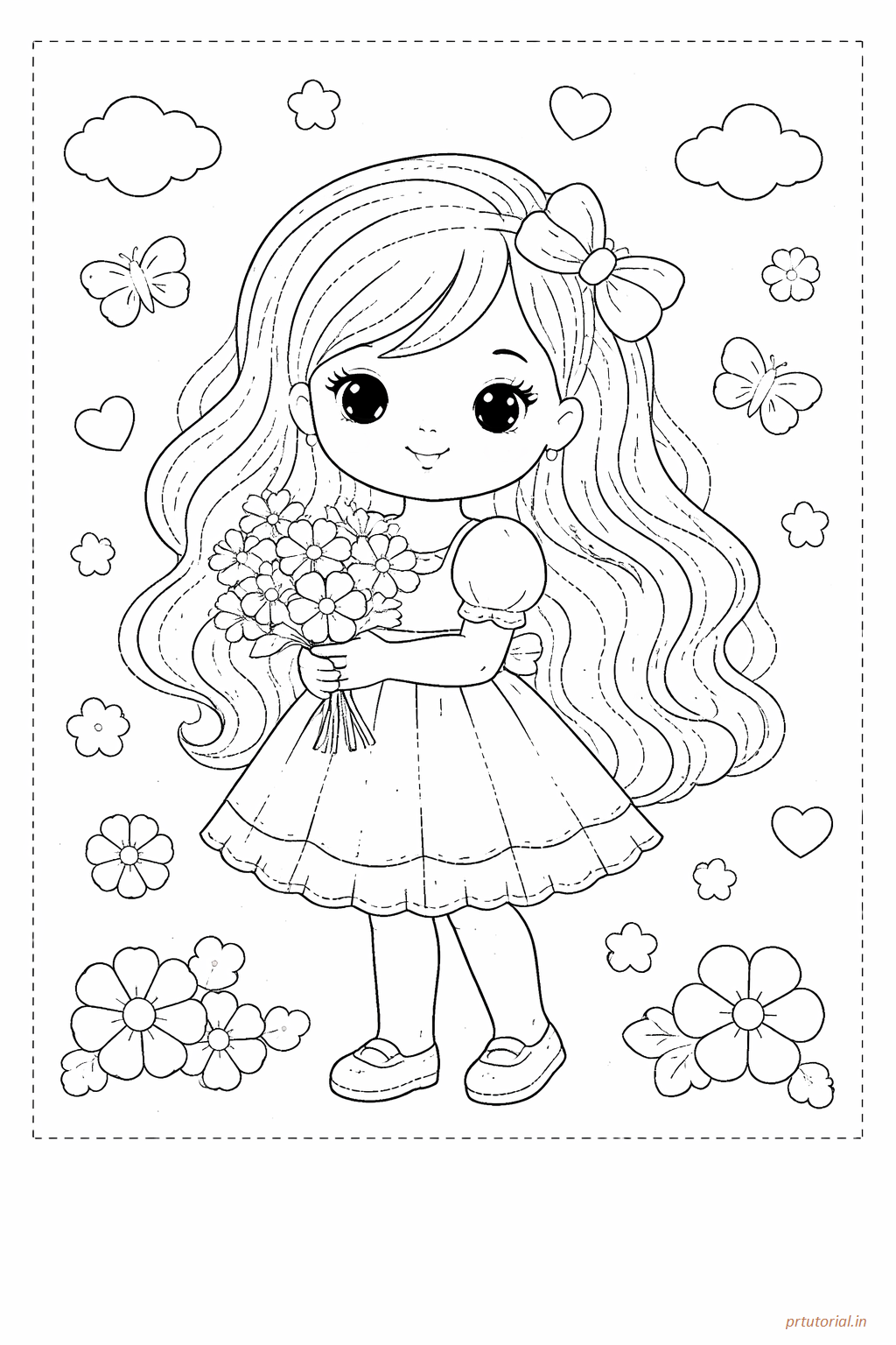 A4 size printed drawing sheet girl drawing