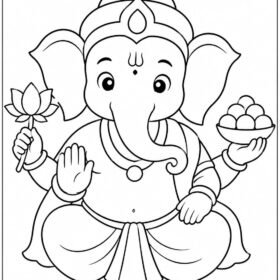 Ganpati Bappa Drawing for Kids | A4 Size printed