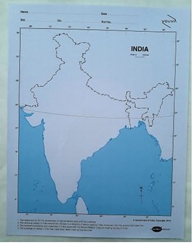 India Physical Map for Practice