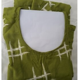 Rayon straight printed green kurti for women