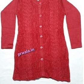 Women’s Collared Cardigan Red Plain