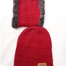 Woolen Beanie Cap with Muffler Scarf Set