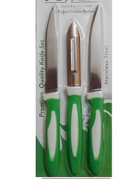 Stainless Steel Kitchen Knife and Peeler Set of 3