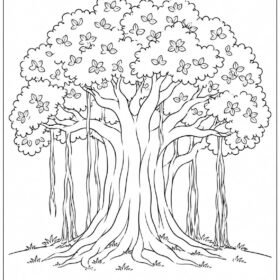 A4 Size Printed Banyan Tree Drawing Sheets for Kids (203)
