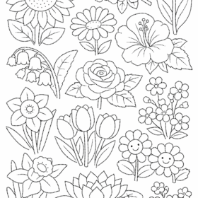 A4 Size Printed Flower Drawing Sheets for Kids (209)