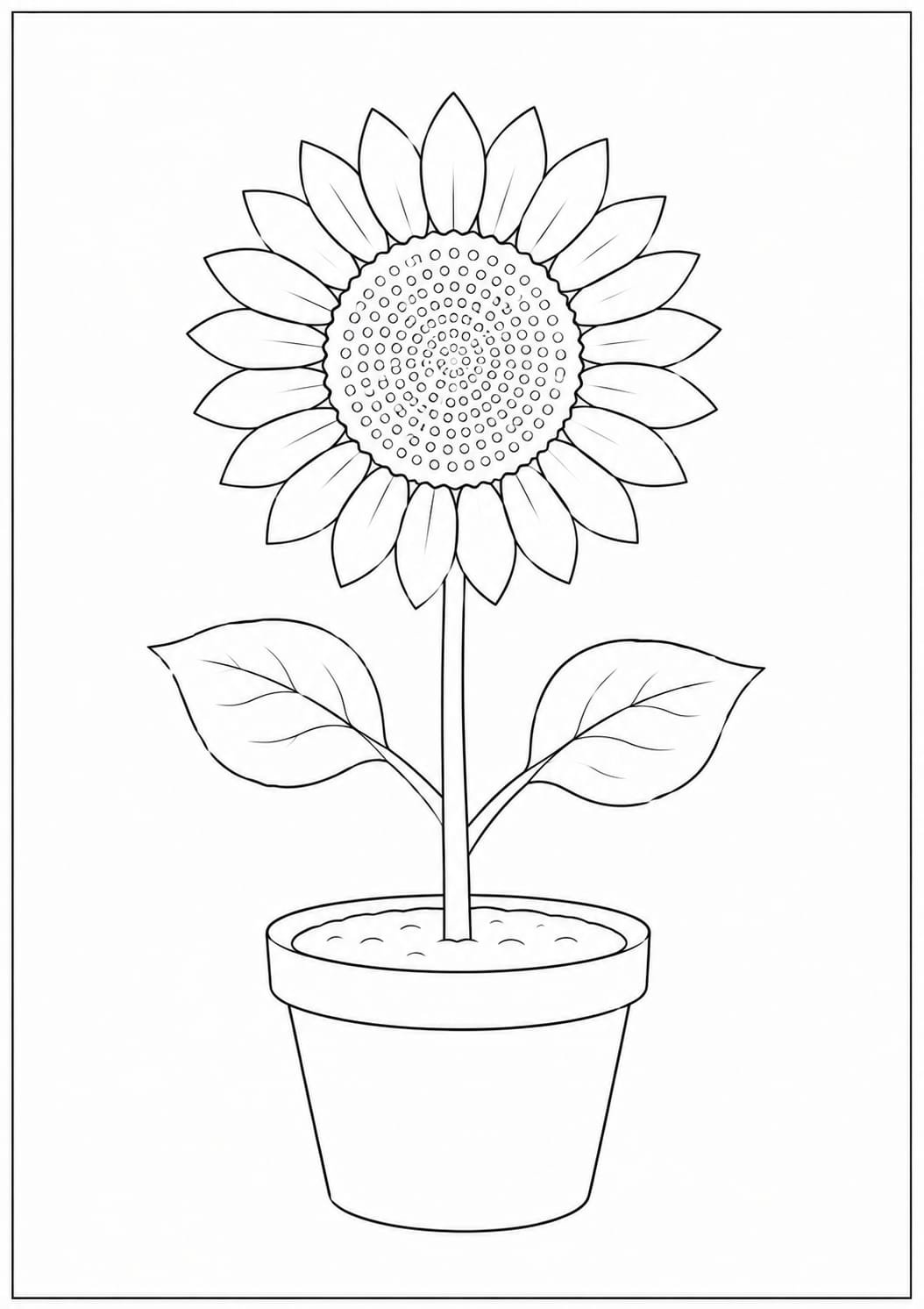 A4 Size Printed Sunflower Drawing Sheets for Kids