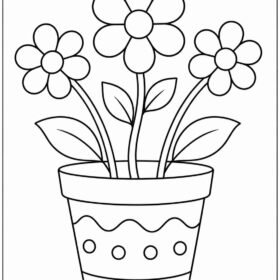 A4 Printed Flower Pot Drawing for Kids (Code-214)