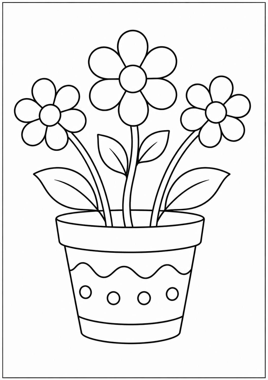 Flower Pot Drawing for Kids