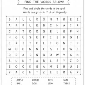 Word Search Puzzle Kids – A4 Size Printed (Code-3004,14)