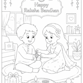 A4 Size Printed Raksha Bandhan Drawing Sheets for Kids (303)
