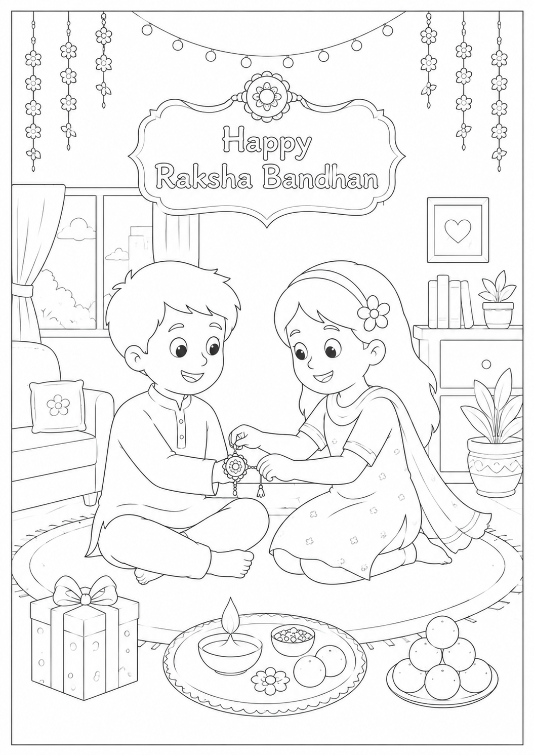 A4 Size Printed Raksha Bandhan Drawing Sheets for Kids