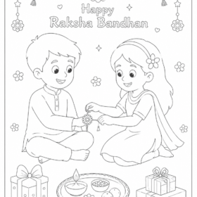 A4 Size Printed Raksha Bandhan Drawing Sheets for Kids (304)